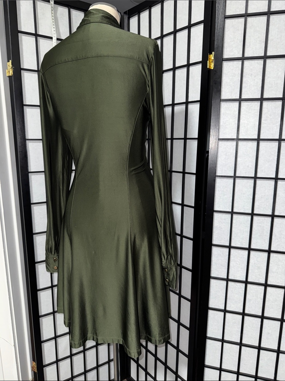 Rabanne Robe Asymmetrical Button Detail Dress – Olive Green – Size US 4 (FR 38) - Picture 15 of 17